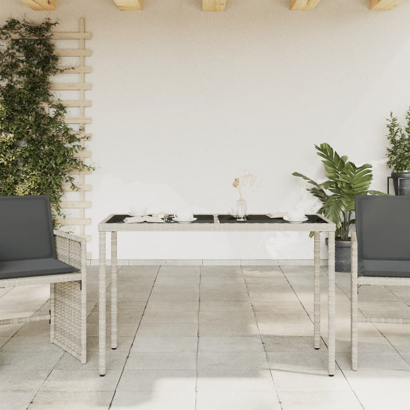 vidaXL szürke polyrattan üveglapos kerti asztal 115x54x74 cm