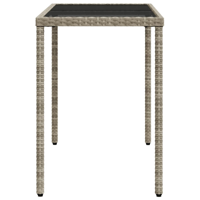 vidaXL szürke polyrattan üveglapos kerti asztal 115x54x74 cm