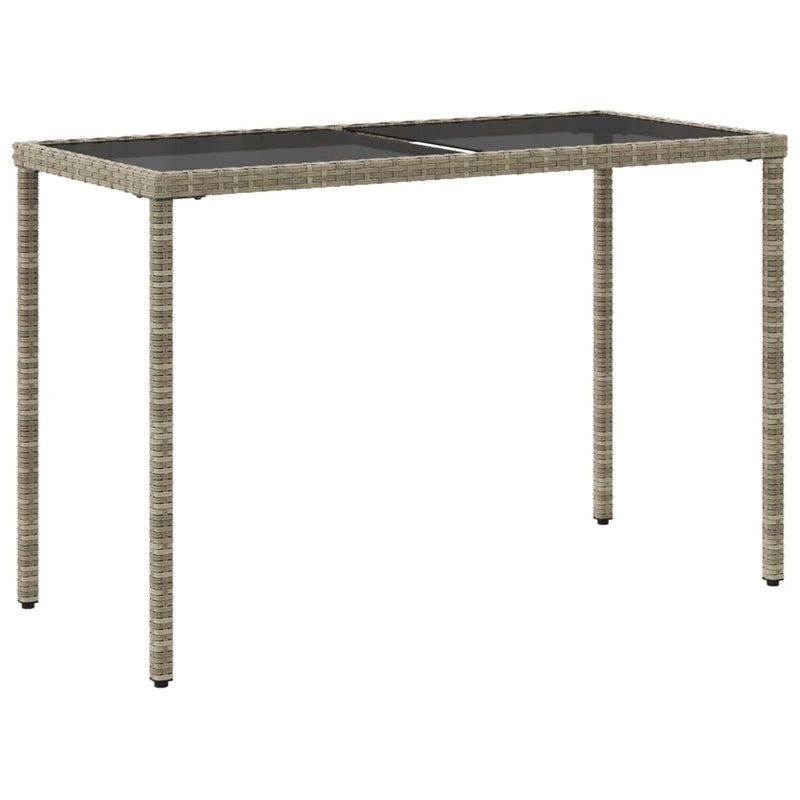 vidaXL szürke polyrattan üveglapos kerti asztal 115x54x74 cm