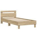 vidaXL sonoma tölgy színű fejtámlás ágykeret matrac nélkül 100x200 cm