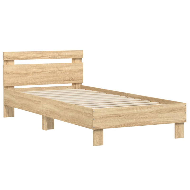 vidaXL sonoma tölgy színű fejtámlás ágykeret matrac nélkül 90 x 200 cm