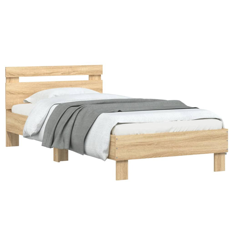vidaXL sonoma tölgy színű fejtámlás ágykeret matrac nélkül 90 x 200 cm