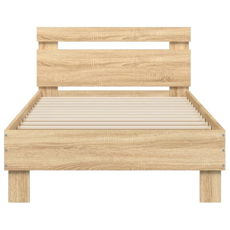 vidaXL sonoma tölgy színű fejtámlás ágykeret matrac nélkül 90 x 200 cm