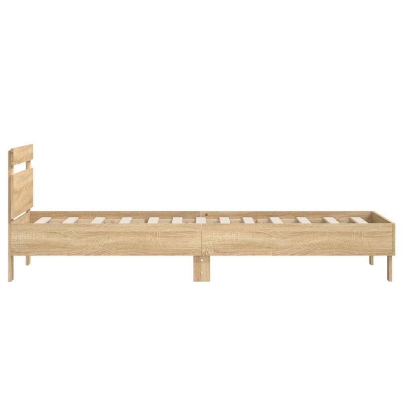 vidaXL sonoma tölgy színű fejtámlás ágykeret matrac nélkül 90 x 200 cm