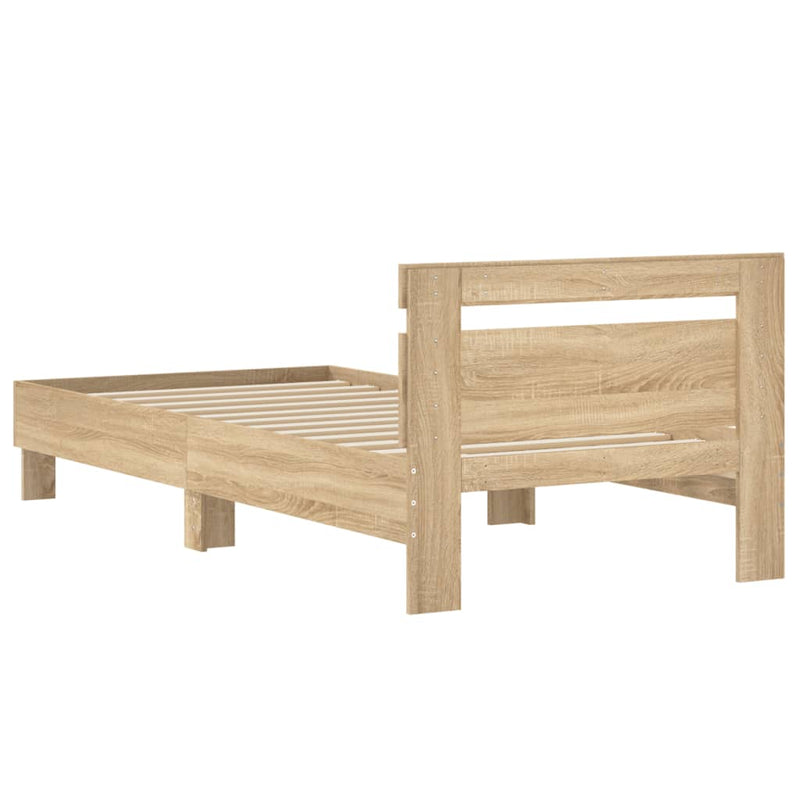 vidaXL sonoma tölgy színű fejtámlás ágykeret matrac nélkül 90 x 200 cm