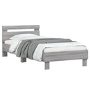 vidaXL szürke sonoma színű szerelt fa ágykeret fejtámlával 90 x 200 cm