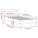 vidaXL szürke sonoma színű szerelt fa ágykeret fejtámlával 90 x 200 cm