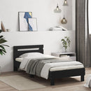 vidaXL fekete szövet ágykeret fiókokkal 75x190 cm