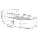 vidaXL sonoma tölgy színű fejtámlás ágykeret matrac nélkül 75 x 190 cm