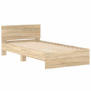 vidaXL sonoma tölgy színű fejtámlás ágykeret matrac nélkül 100x200 cm