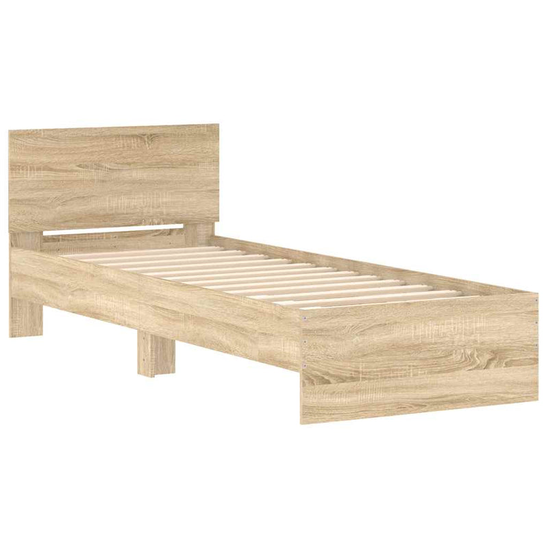 vidaXL sonoma tölgy színű fejtámlás ágykeret matrac nélkül 90 x 200 cm