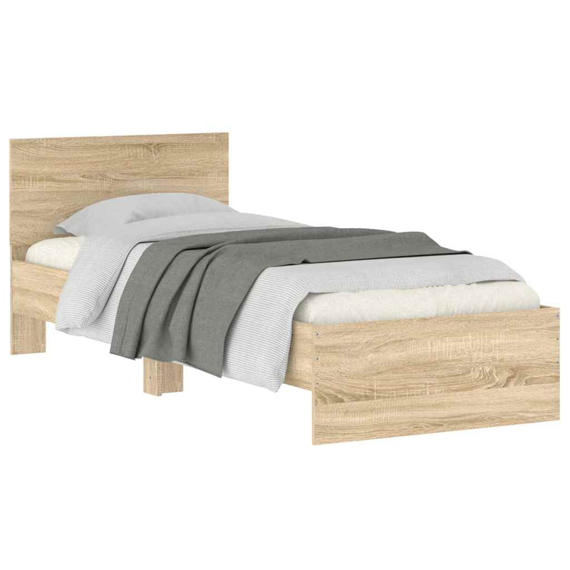 vidaXL sonoma tölgy színű fejtámlás ágykeret matrac nélkül 90 x 200 cm