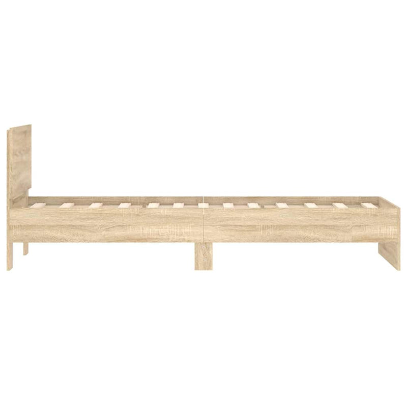 vidaXL sonoma tölgy színű fejtámlás ágykeret matrac nélkül 90 x 200 cm