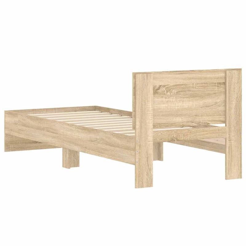 vidaXL sonoma tölgy színű fejtámlás ágykeret matrac nélkül 90 x 200 cm