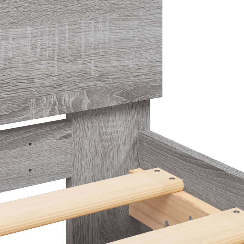 vidaXL szürke sonoma színű szerelt fa ágykeret fejtámlával 90 x 200 cm