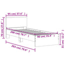 vidaXL szürke sonoma színű szerelt fa ágykeret fejtámlával 90 x 200 cm