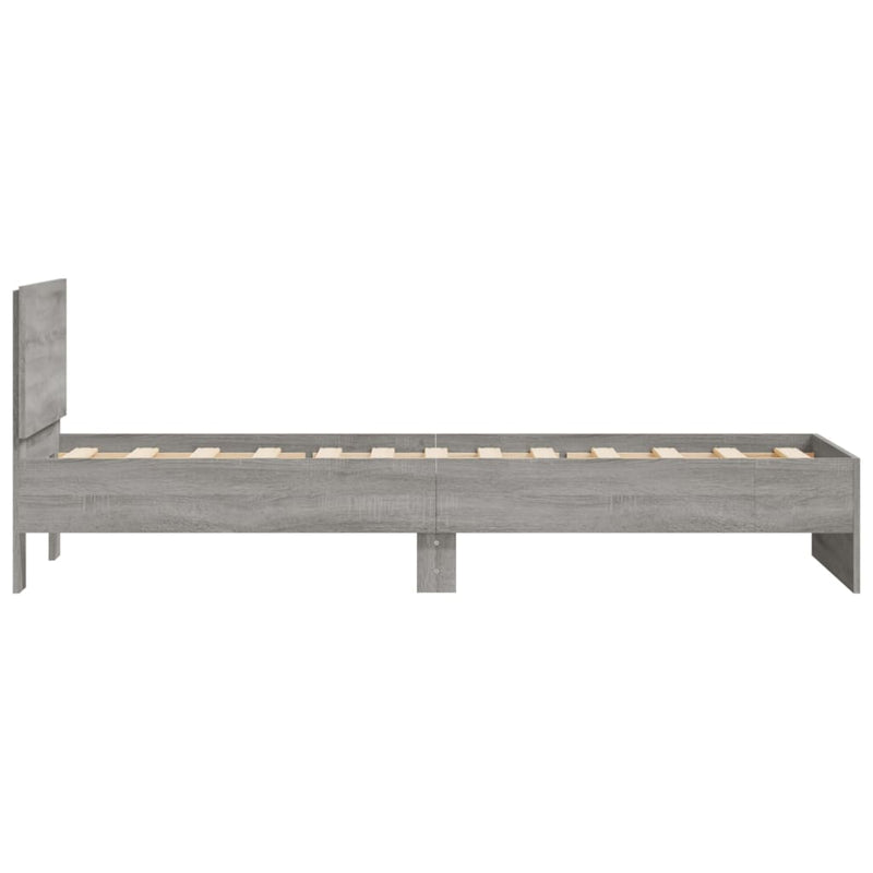 vidaXL szürke sonoma színű szerelt fa ágykeret fejtámlával 90 x 190 cm