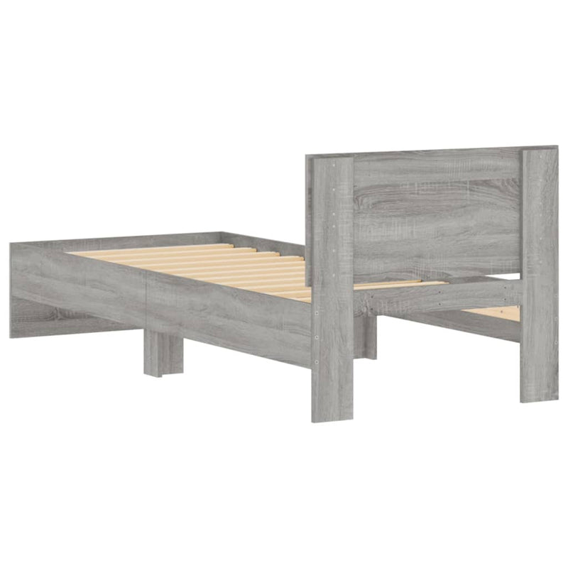 vidaXL szürke sonoma színű szerelt fa ágykeret fejtámlával 90 x 190 cm