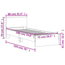 vidaXL füstös tölgy színű szövet ágykeret fejtámlával 75x190 cm