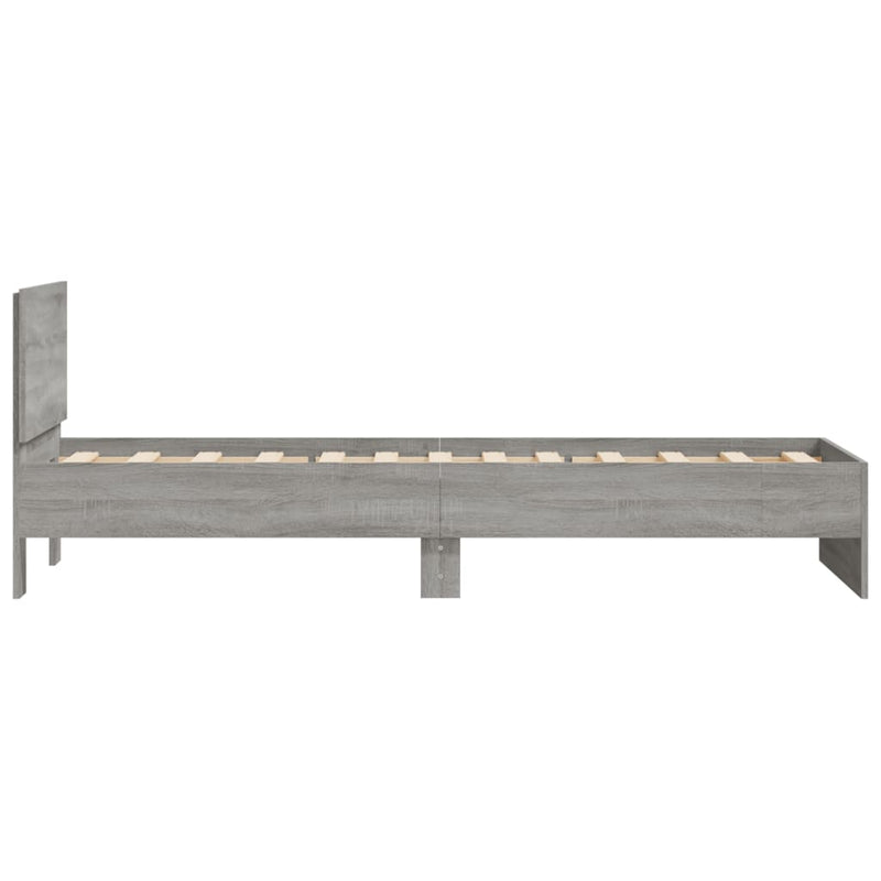 vidaXL szürke sonoma színű szövet ágykeret fiókokkal 75x190 cm