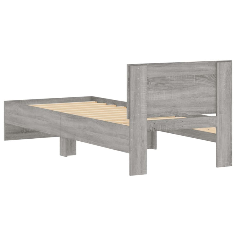 vidaXL szürke sonoma színű szövet ágykeret fiókokkal 75x190 cm