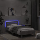 vidaXL betonszürke ágykeret fejtámlával és LED-világítással 100x200 cm