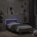 vidaXL szürke sonoma ágykeret fejtámlával és LED-ekkel 100 x 200 cm