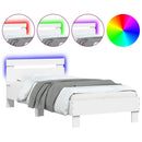vidaXL fehér ágykeret fejtámlával és LED-világítással 90 x 200 cm