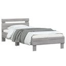 vidaXL szürke sonoma színű ágykeret fejtámlával és LED-ekkel 90x200 cm