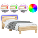 vidaXL sonoma tölgy színű ágykeret fejtámlával és LED-ekkel 90x190 cm