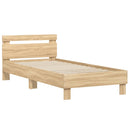 vidaXL sonoma tölgy színű ágykeret fejtámlával és LED-ekkel 90x190 cm