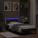vidaXL füstös tölgy színű ágykeret fejtámlával és LED-ekkel 90x190 cm