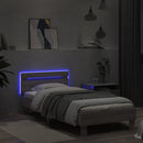 vidaXL szürke sonoma színű ágykeret fejtámlával és LED-ekkel 90x190 cm