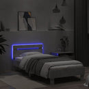 vidaXL betonszürke ágykeret fejtámlával és LED-világítással 75x190 cm