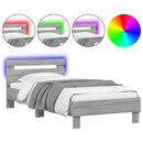 vidaXL szürke sonoma színű ágykeret fejtámlával és LED-ekkel 75x190 cm