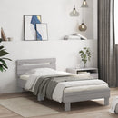 vidaXL szürke sonoma színű ágykeret fejtámlával és LED-ekkel 75x190 cm