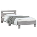 vidaXL szürke sonoma színű ágykeret fejtámlával és LED-ekkel 75x190 cm
