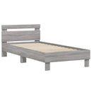 vidaXL szürke sonoma színű ágykeret fejtámlával és LED-ekkel 75x190 cm