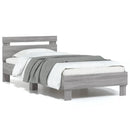vidaXL szürke sonoma színű ágykeret fejtámlával és LED-ekkel 75x190 cm