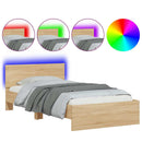 vidaXL sonoma tölgy színű ágykeret fejtámlával és LED-ekkel 100x200 cm