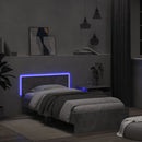 vidaXL betonszürke ágykeret fejtámlával és LED-világítással 100x200 cm