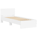 vidaXL fehér ágykeret fejtámlával és LED-világítással 90 x 190 cm
