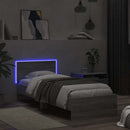 vidaXL szürke sonoma színű ágykeret fejtámlával és LED-ekkel 90x190 cm