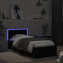 vidaXL fekete ágykeret fejtámlával és LED-világítással 75 x 190 cm
