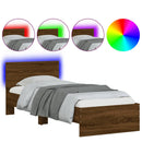 vidaXL barna tölgy színű ágykeret fejtámlával és LED-ekkel 75 x 190 cm