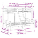vidaXL viaszbarna tömör fenyőfa emeletes ágy 90 x 200/120 x 200 cm