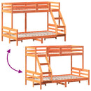 vidaXL viaszbarna tömör fenyőfa emeletes ágy 80 x 200/120 x 200 cm