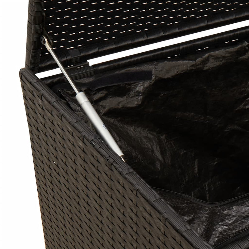 vidaXL fekete polyrattan kerti tárolóláda kerekekkel 283 L