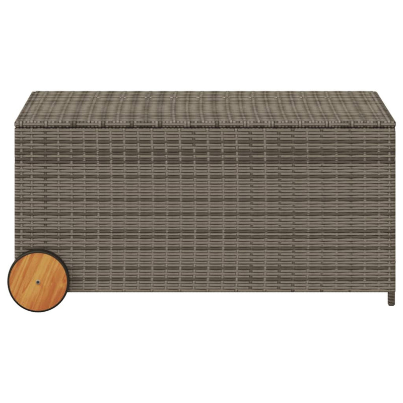 vidaXL szürke polyrattan kerti tárolóláda kerekekkel 190 L