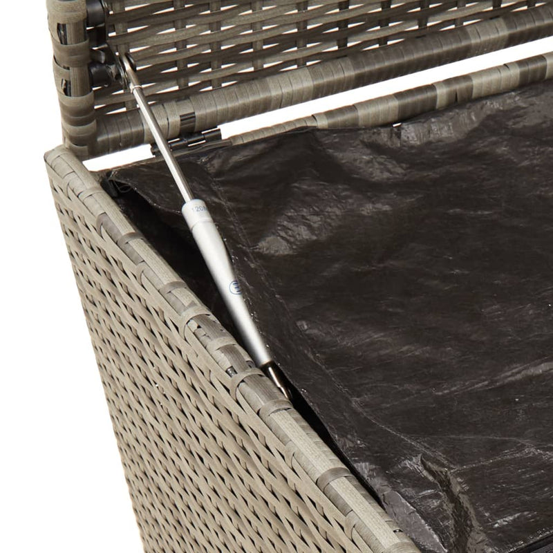 vidaXL szürke polyrattan kerti tárolóláda kerekekkel 190 L